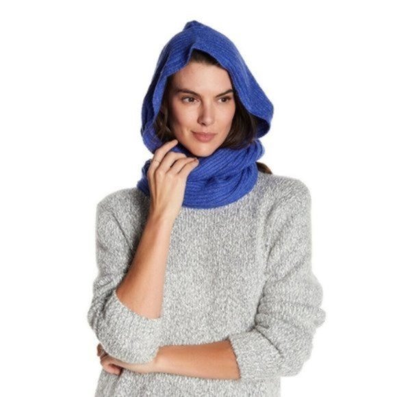Free People Bottom Line Hooded Rib Cowl, Blue - Picture 4 of 6